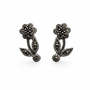 S925 Marcasite Flower Stud Earrings